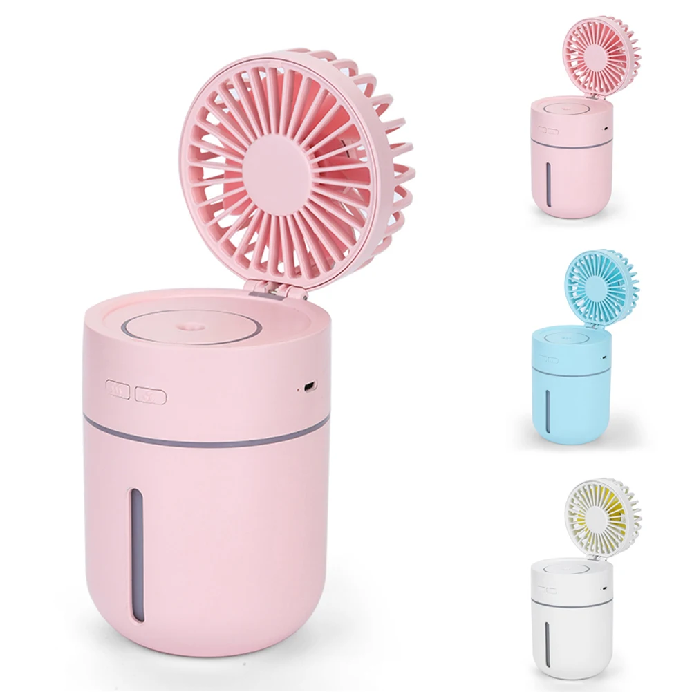 

9.4*9*15.7cm Humidifier Fan Mini Car Office Air Humidifier Usb Desktop Night Light Fan Travel Portability Supplies Party Gift
