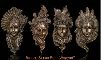 

Art Deco Sculpture Woman Face Mask Wall Ornamentation Bronze Statue 4 Pieces