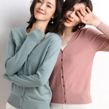 2019 spring and autumn sweater women short Knitted Shirt Large Size loose long sleeve single breast sweater cardigan women