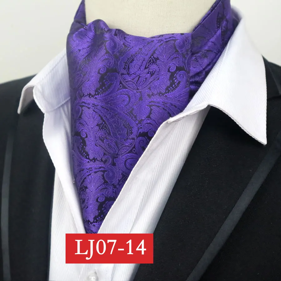 YISHLINE хит, мужской галстук Аскот, галстук, шелк, фиолетовый, черный, красный, Пейсли, Цветочный, для джентльмена, самостоятельно завязывается, модный галстук - Цвет: LJ07-14