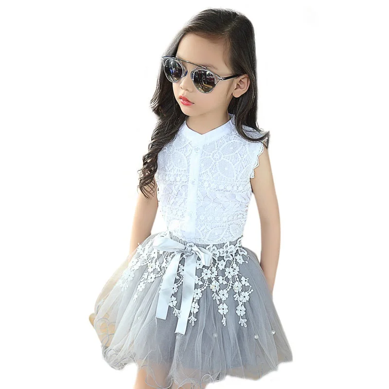 Fashion-Baby-Girls-Clothing-Sets-New-Summer-2017-Sleeveless-Tops-Tees-Lace-Skirt-2-Pcs-Suit