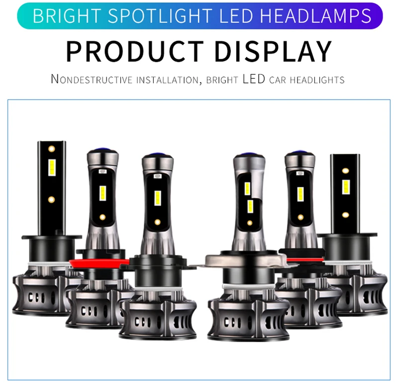 

AutoEC 1 Set XT7 H7 H4 9006 Car LED Headlight Kits Headlamp Spot Light Bulbs