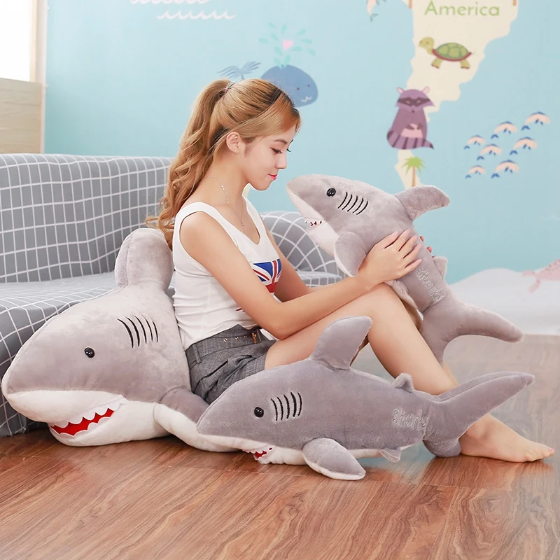 

1pc 120cm-55cm Cute Shark Plush Toy Simulation Stuffed Animal of Shark Soft Toy Factory Supply Christmas gift on sale Plush doll