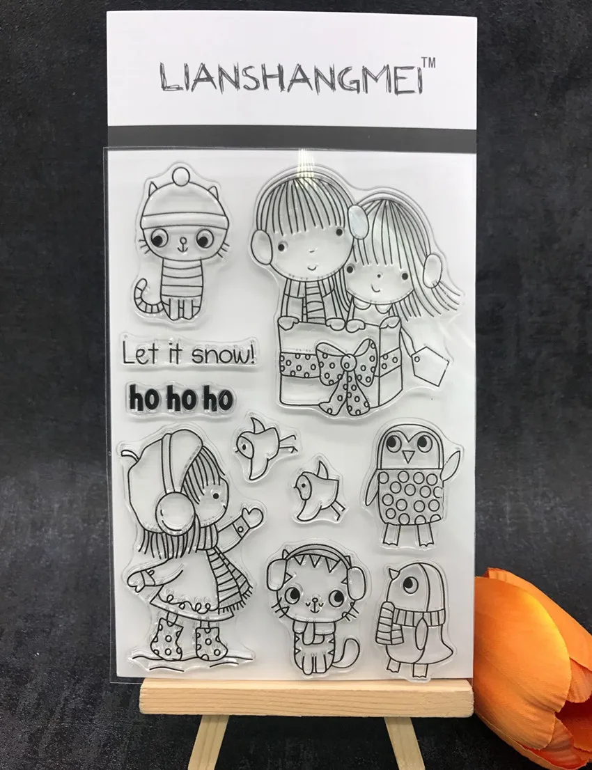 

Let it snow girl Transparent Clear Silicone Stamp/Seal for DIY scrapbooking/photo album Decorative clear stamp A803