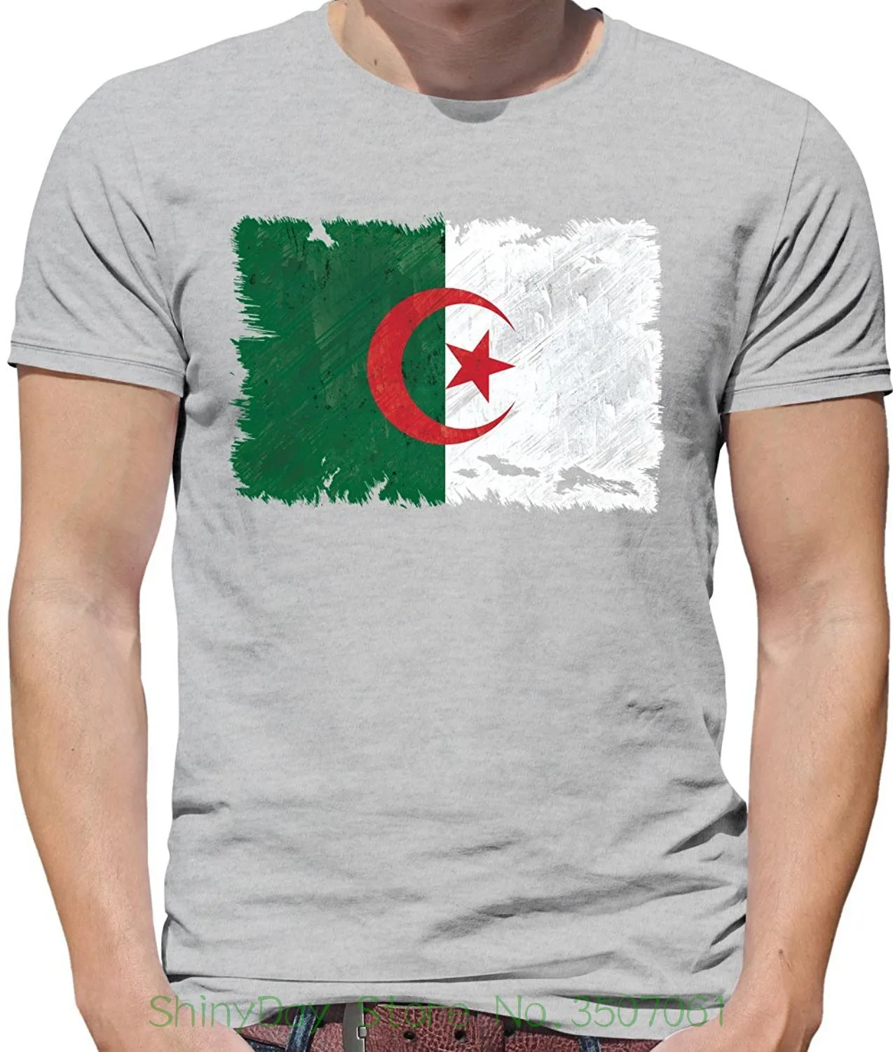 

Short Sleeve Tshirt Fashion Algeria Grunge Style Flag - Mens Crewneck T-shirt - 7 Colours