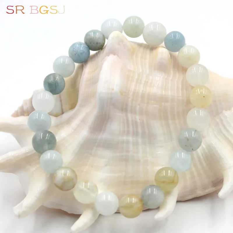 Free Shipping 6mm 8mm Round Multi Aquamarines Aqua Gems Natural Stone Stretchy Women Bracelet 7&quot 7.5&quot 8&quot | Украшения и