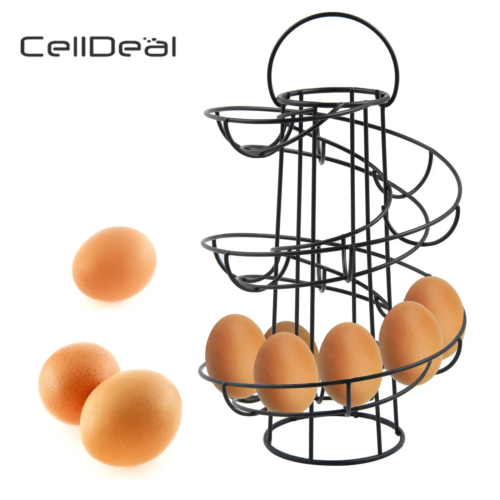 /® Nero Storage Cucina Spirale Helter Skelter Egg Supporto Del Basamento Della Cremagliera Pu/ò Contenere Fino a 18 Uova