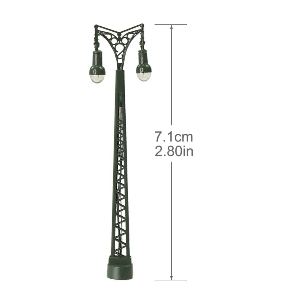 3pcs Model Railway Two-head TT//N Gauge Lamp Post 75mm Street Lights LEDs LQS78
