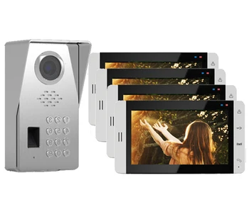 

XinSiLu Top Quality Intercom Home Security Video System TFT LCD Color 7"Video Door Phone Doorbell Touch Key IR FRID Camera 1V4