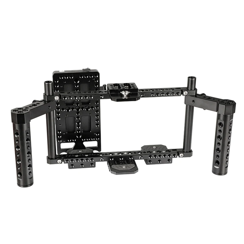  CAMVATE Adjustable Camera Monitor Cage Rig With Dual Cheese Handle & Power Supply Splitter C2154