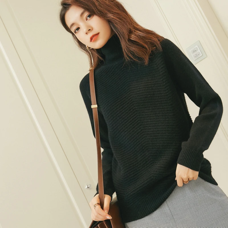 adohon 2018 womens winter Cashmere sweaters and auntmun women knitted Pullovers Turtleneck High Quality Warm Female Solid