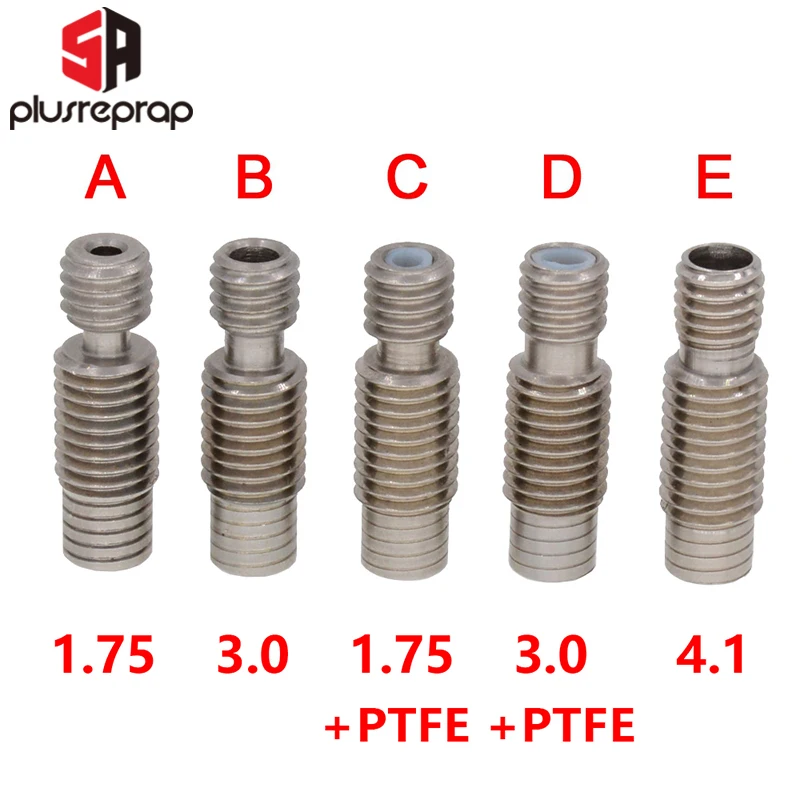 

V6 Throat Heat Break Bowden PTFE Hotend J-head M7*M6*22mm for 1.75 mm 3 mm Filament Bore 4.1mm 3D Printer Stainless Steel