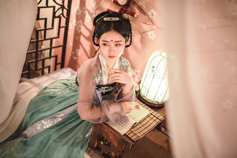 Элегантный Hanfu для женщин Костюм для китайского традиционного танца Костюм народное платье Восточный фестиваль наряд сценическая одежда DC1833