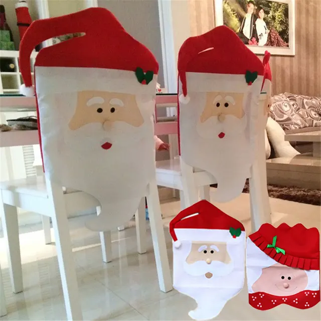 New Lovely Christmas Chair Covers Mr Mrs Santa Claus Xmas Decoration Dining Room Chairs Cover