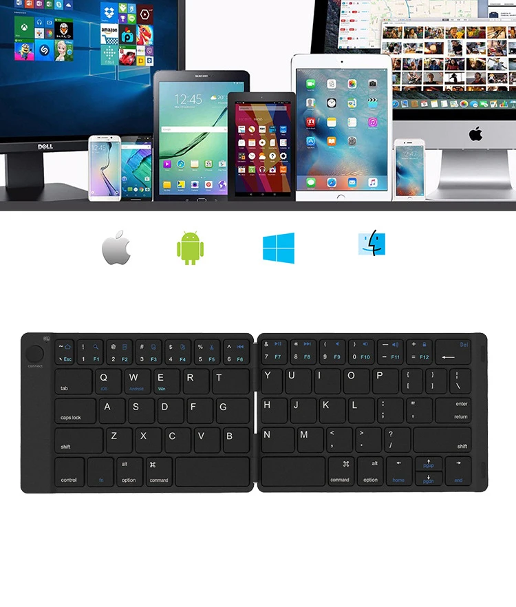 MiOYOOW Portable Thin Bluetooth 3.0 Folding Keyboard Foldable BT Wireless Keypad for IOS/Android/Windows ipad Tablet phone