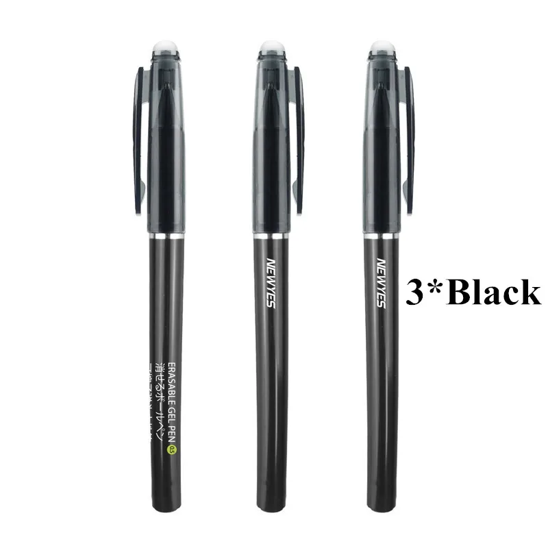 NEWYES оригинальные умные многоразовые стираемые ручки для ноутбука, очень тонкие гладкие 0,5 мм гелевые черные красные чернила, заправка, подарок для детей, офисные принадлежности - Цвет: 3pcs Black
