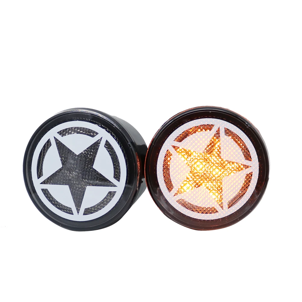 1 Pair For 2007-2018 Jeep Wrangler Smoke Lens Amber LED Front Turn Signal Light DC 12V Signal Lamps Five Star Pattern (14)