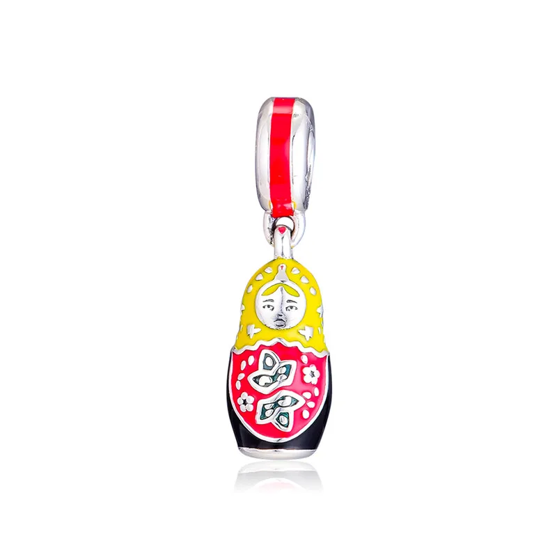 

Russia Stylish Toy Floating Pendant Silver 925 Jewelry Matryoshka Doll Charms for Snake Chain Beaded Bracelets Mixed Enamel DIY