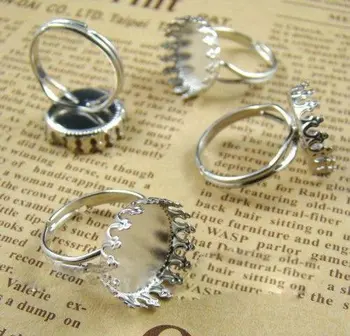 

free shipping!!!!!Silver Plated 15mm Crown Ring Base