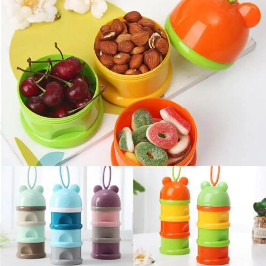 3 layer Frog Style Portable Baby Food Storage Box Essential Cereal Cartoon Milk Powder Boxes Toddle Kids Formula Milk Container