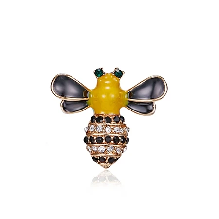 Rinhoo натуральные маленькие животные насекомое муравей броши в виде пчел для женщин Кристалл Бижутерия Аксессуары брошь булавки - Окраска металла: bee8