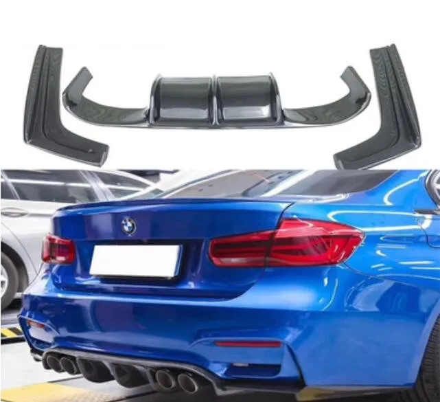 

3pcs/Set For Car Carbon Fiber Rear Bumper Spoiler Lip, Auto Car Rear Diffuser For BMW F30 F35 M3 316 330 335 325 328 2012-2019