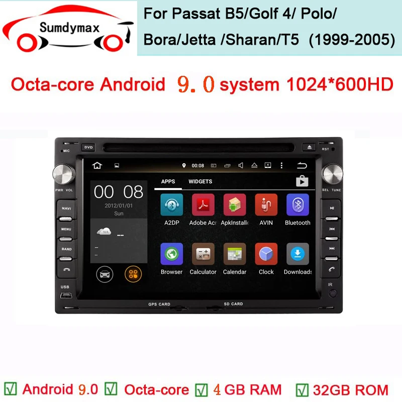 

Octa core android 9.0 car audio player for Volkswagen PASSAT B5 MK5 TRANSPORTER T4/T5 with 4G RAM 32G ROM gps wifi audio USB