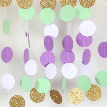 

Jumbo Lilac Purple, Green, White Wedding Garland, Paper Garland, Bridal Shower, Baby Shower, Birthday Party, Gold Glitter