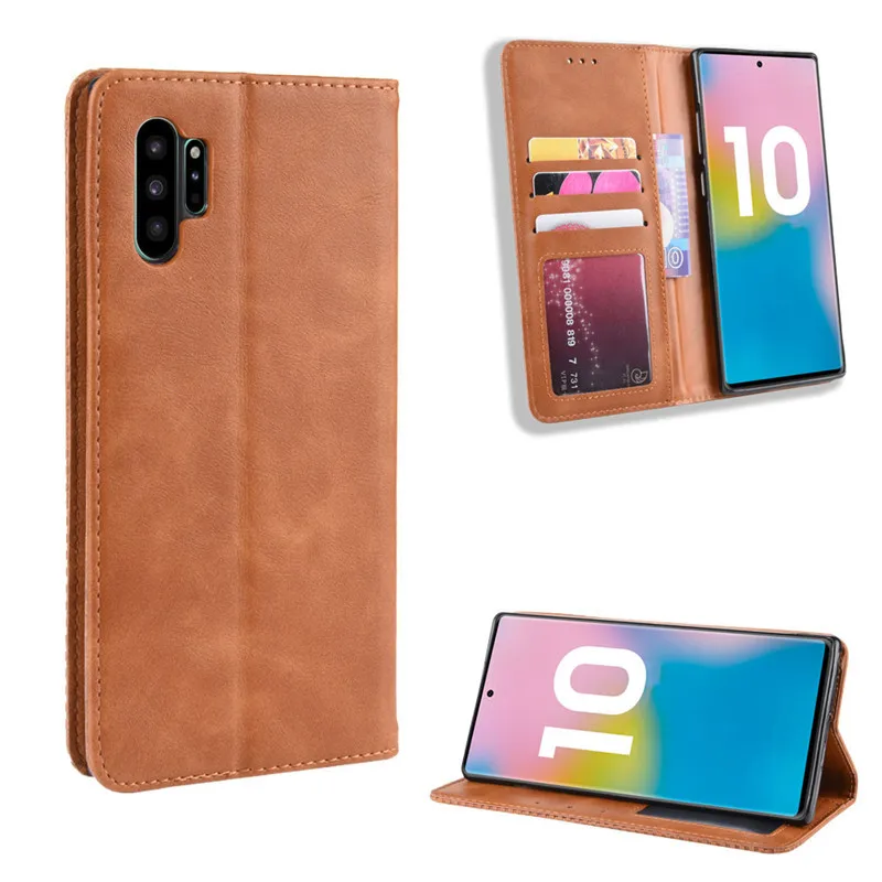 

Magnet Leather Flip Case for Samsung Galaxy Note 10 Plus S10 Plus 10e Card Slot Photo Frame Soft Cover for Galaxy S10+ 10 Funda