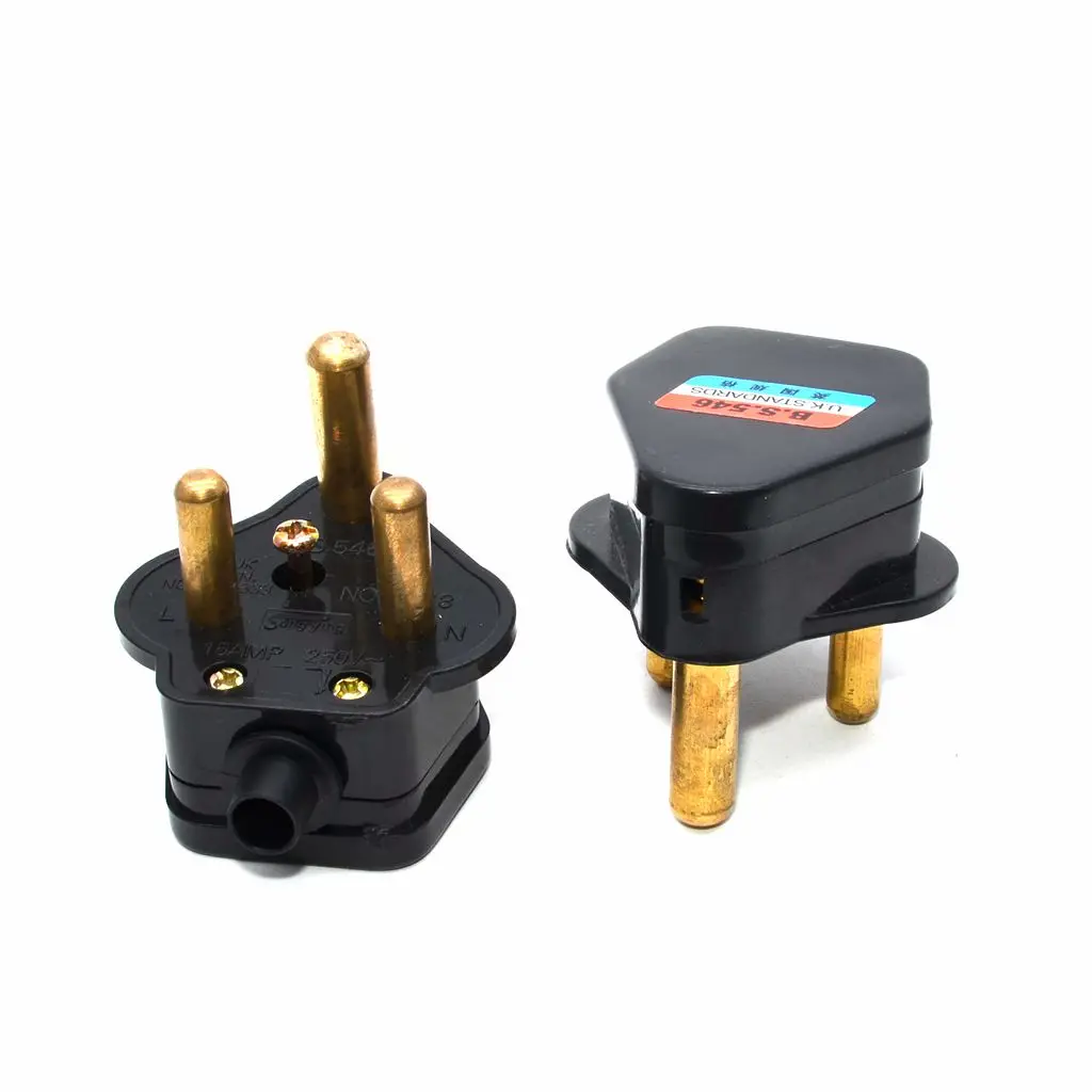 

South Africa Travel Adapter Type M Large 15 amp 250V Rewireable Plug Black Color