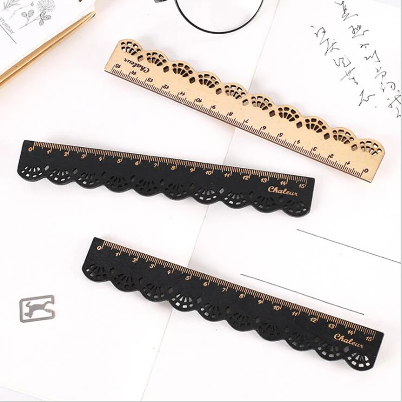 

5pcs Creative Cute Beautiful Stationery Kawai Lace Wooden Craft Drawing School Students Drawing Office Stationery