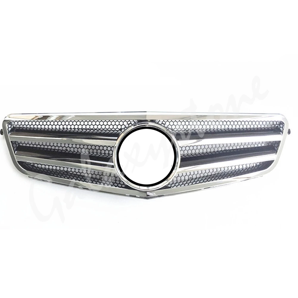 Передний верхний гриль подходит для Mercedes Benz W204 c-класс 2008 2009 2010 2011 2012 2013 AMG GT черный бриллиант Серебристая решетка C180 - Цвет: Silver Frame