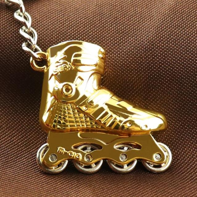 For Men Car Bag KeyRing Stainless Steel Jewelry Gold Fashion Skating Boots Roller Skates Gift Fashion