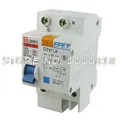 

DZ47LE 1P+N DIN Rail Mount ELCB Earth Leakage Circuit Breaker 63A