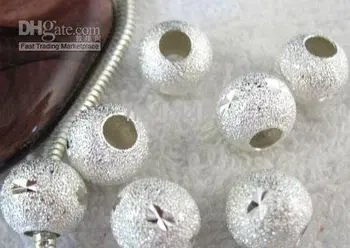 

500PCS Silver Color plated carved stardust Beads With Big Hole M7290