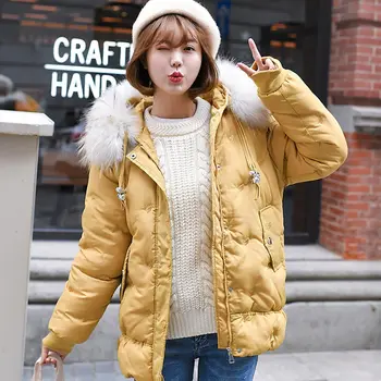 

2019 Fur Hooded Winter Jacket Women Thick Parka Female Dobby Long Winter Coat Women Down Cotton Lady Wadded Jacket Coat
