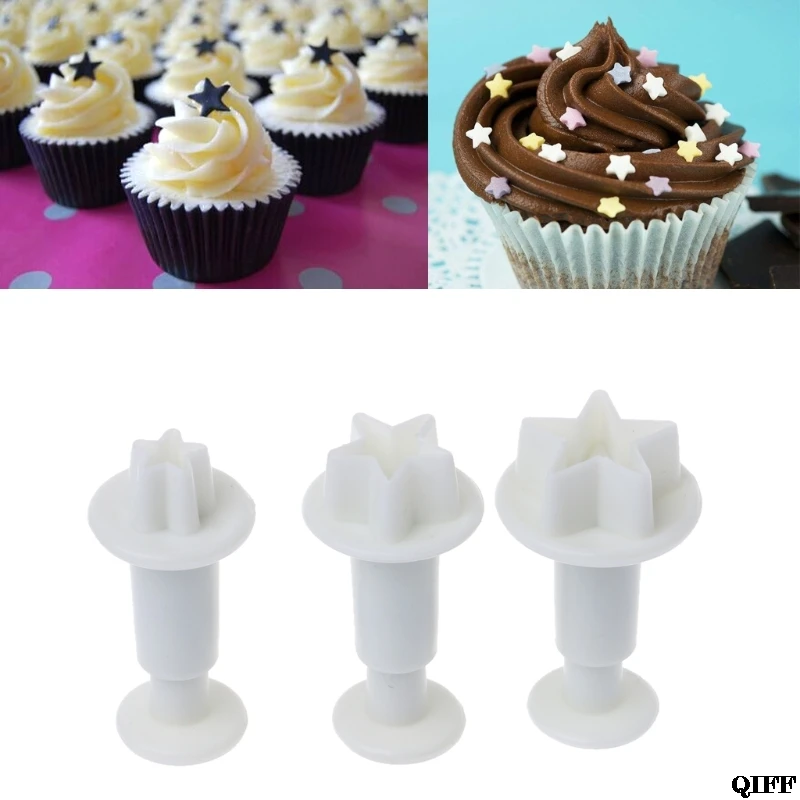 

Drop Ship 3Pcs Star Shape Mold Cutter Fondant Cake Decorating Tools Cookie Sugar Craft May30