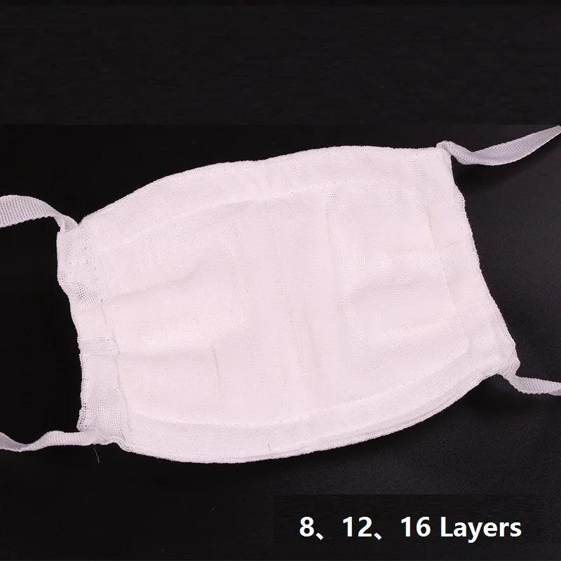 

Gauze masks 100% cotton dust mask medical masks level 8, 12, 16 layers option