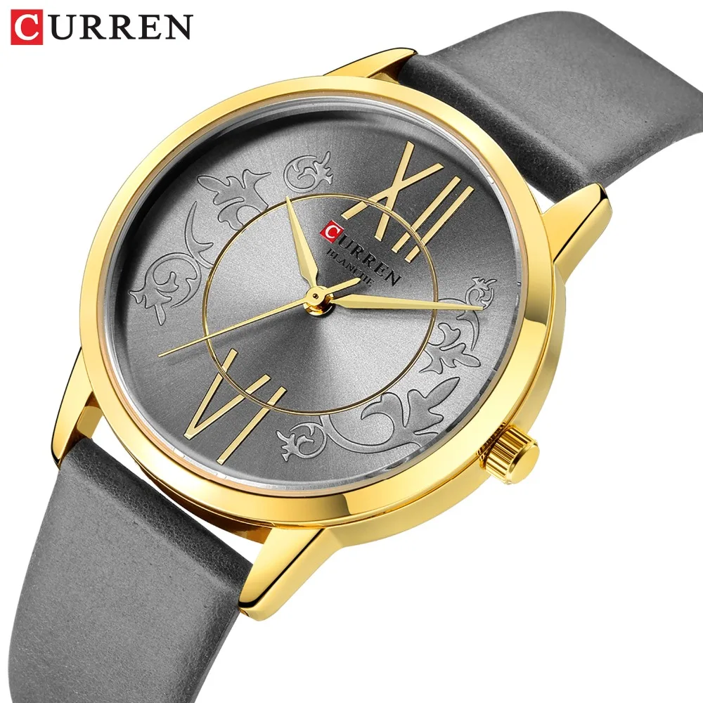 

New Fashion Analog Quartz Watches Top Brand CURREN Women's Watch Casual Clock Ladies Leather Wristwatch bayan kol saati 9049