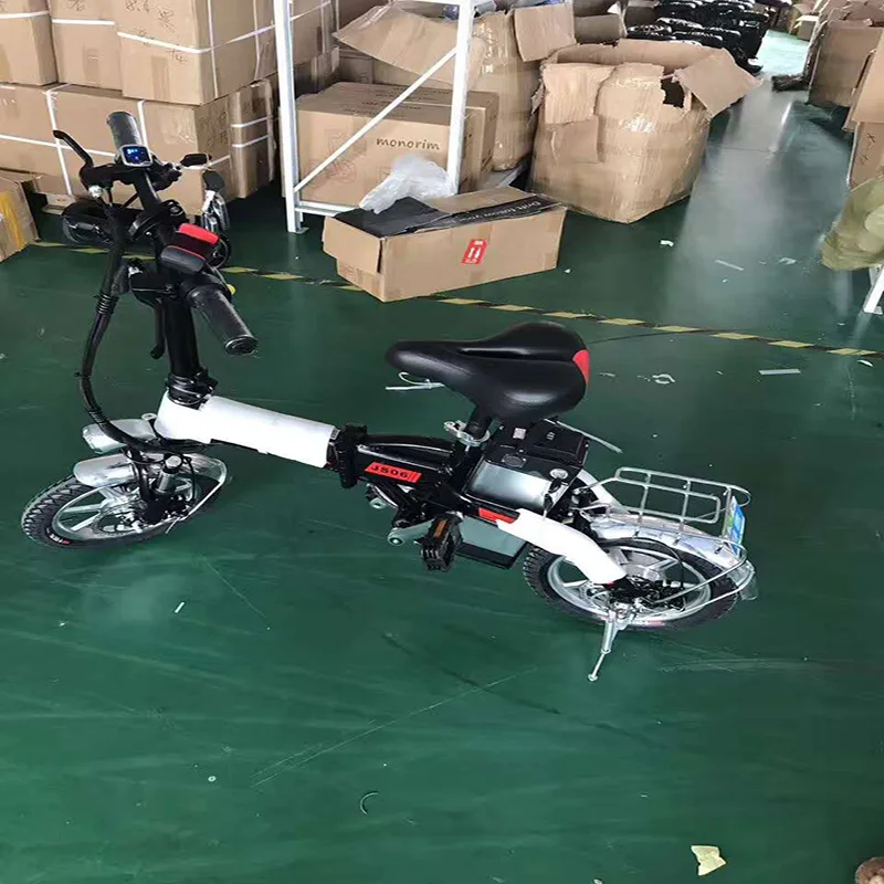 Top Foldable Electric Bike 14inch 48V 250w 15AH  Lithium Battery Electric Bicycle Double Seat Cycle Aluminium Alloy Ebike 3
