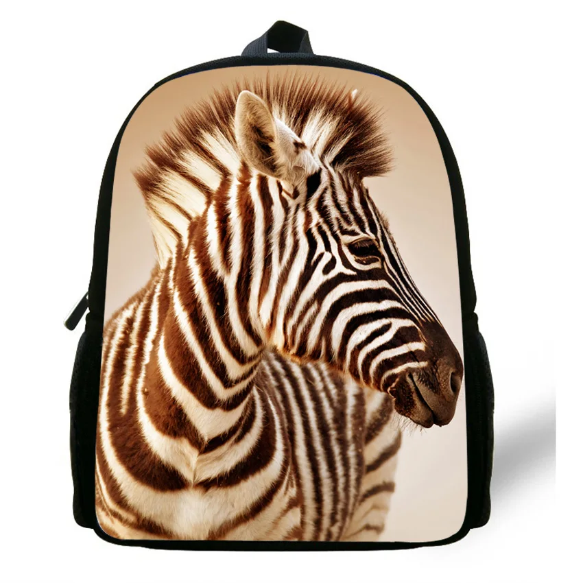 12 Inch Fashion Kids Animal Print Backpack Horse Pattern Bag For Kids