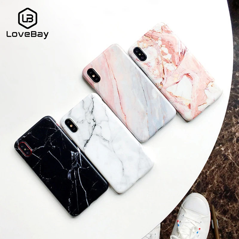 

Lovebay Phone Case For iPhone 6 6s 7 8 Plus X XR XS Max Luxury Granite Stone Marble Texture Soft IMD Silicone Cover For iPhone X