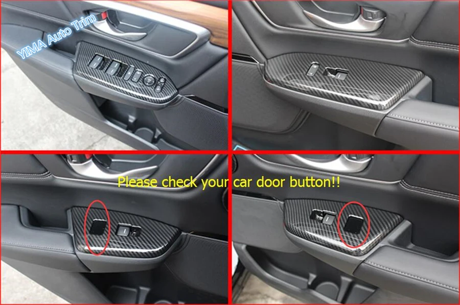 Lapetus Car Styling Inner Car Door Armrest Window Lift Button Panel