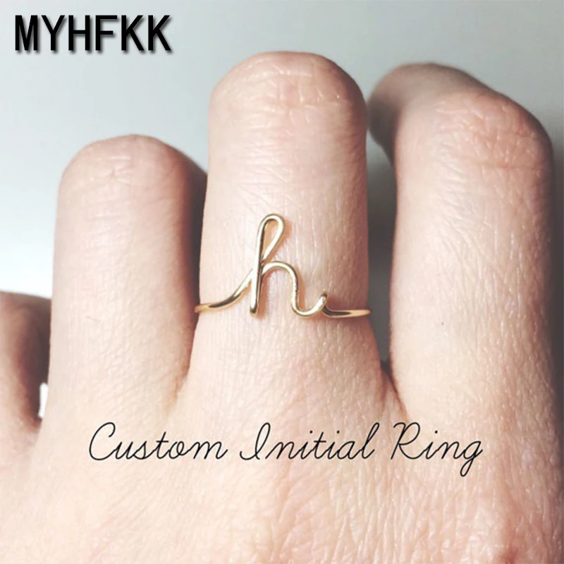 

MYHFKK2019 new hot multicolor 26 letters initial name ring female ring men's alloy creative ring personalized jewelry JZ049