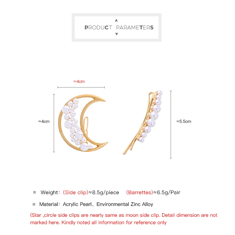 Крыло ЮК так милый имитация жемчуга Луна Звезда Заколки для женщин модные золотые заколки для волос женские корейские ювелирные изделия Hairwear