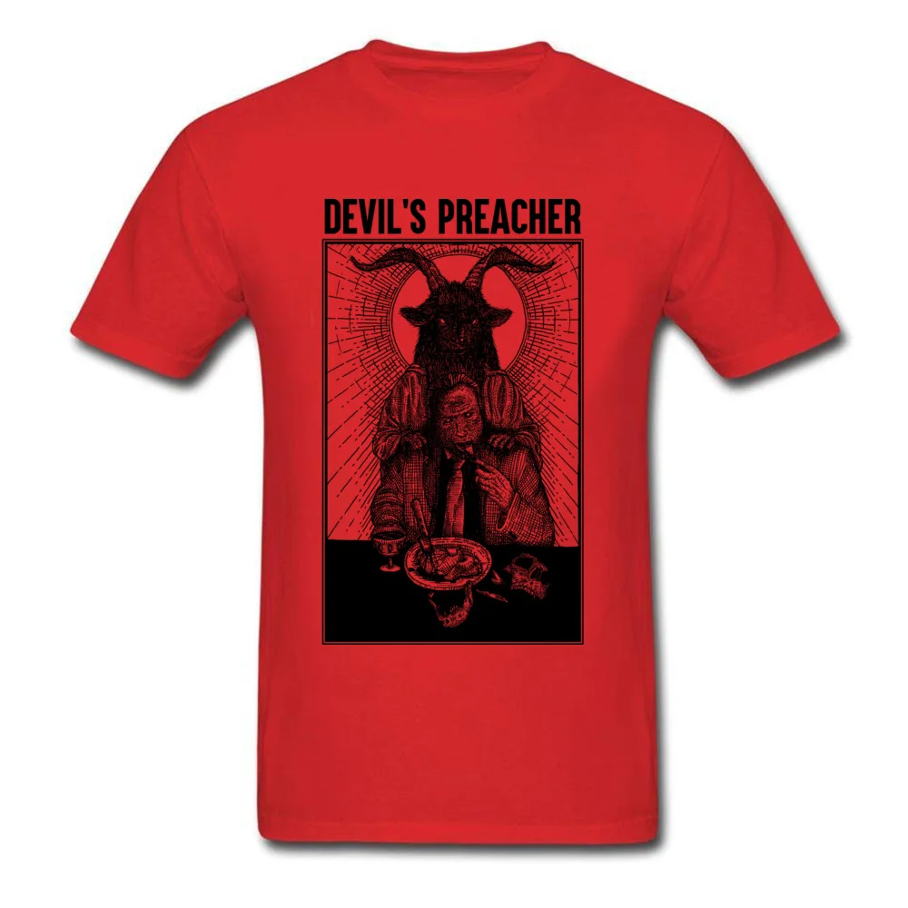 Devilss Preacher II Tops T Shirt Fashion Round Collar Casual Short Sleeve Pure Cotton Men T-shirts Casual Tops Tees Devilss Preacher II red