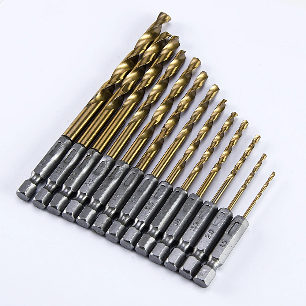 SSOOGTECH HSS 13 pcs Hex Shank High Speed Steel Quick Change Titanium