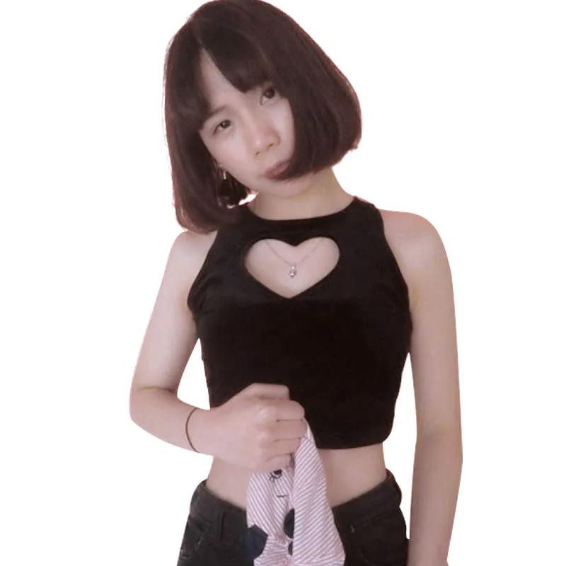 

Summer Soft Sister Love Hollow Out Sleeveless Cute Tank Tops 2018 Harajuku Women High Waist Elasticity Slim Camis Female Tops