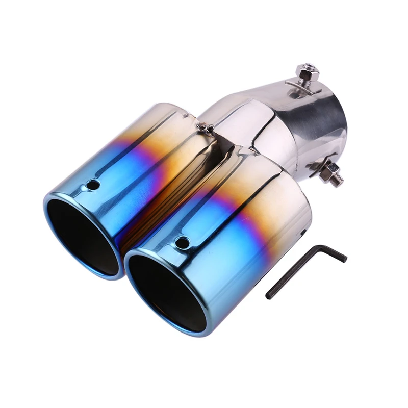 

Stainless Steel Round Car Exhaust Muffler Tip Dual Exhaust Pipe Tailpipe Automobiles Rear Tail Muffler Tips Throat Liner Blue