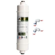Cartouche de filtre à eau de poteau de carbone de noix de coco en ligne de connexion rapide de 10 pouces avec 2 raccords purificateur d'eau osmose inverse